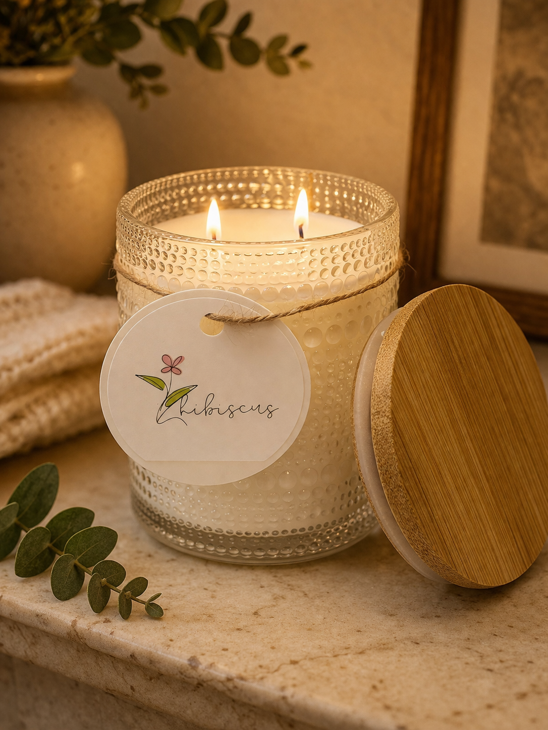 Hibiscus soy wax candle, 8 ounces
