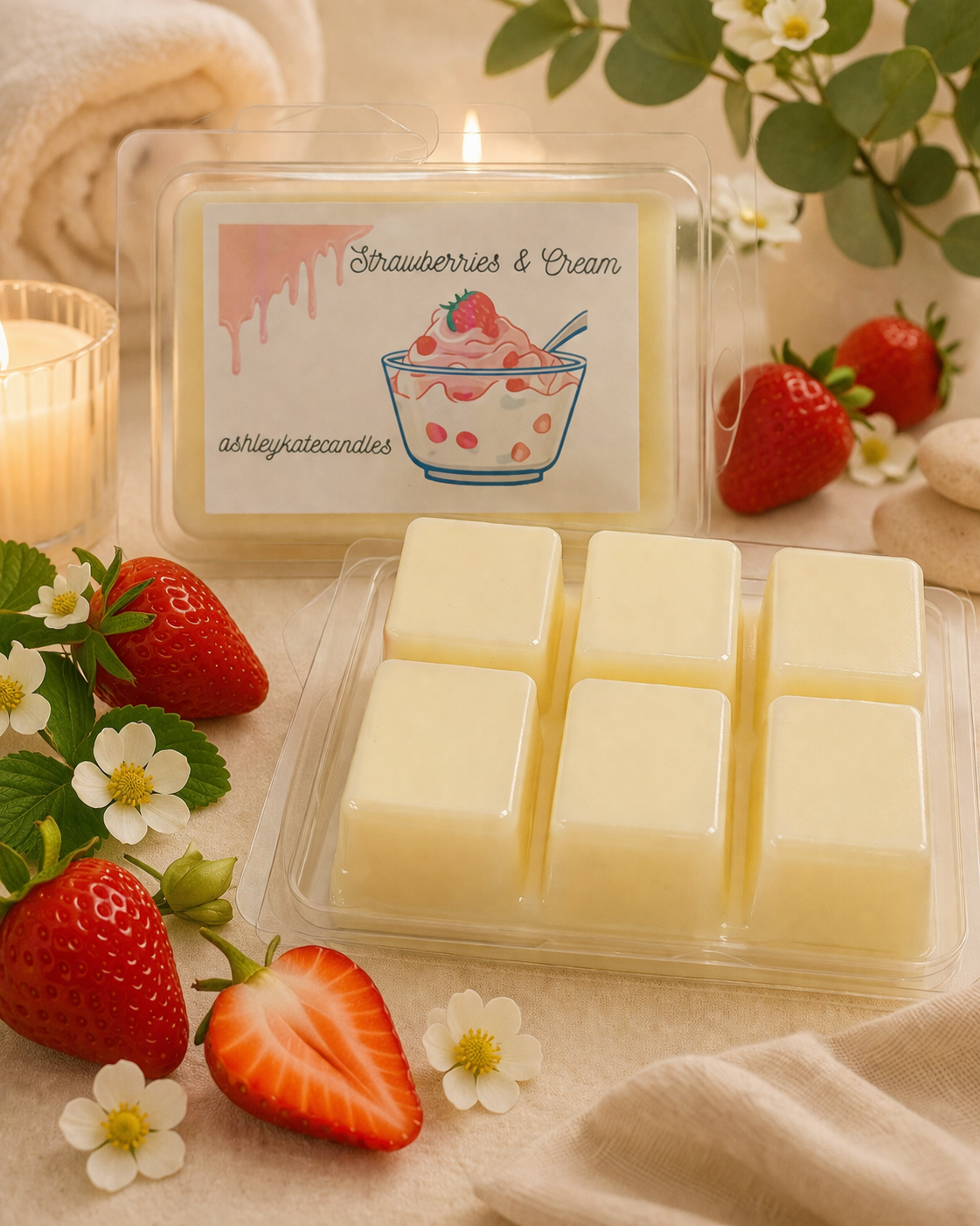 Strawberries and cream, wax melt