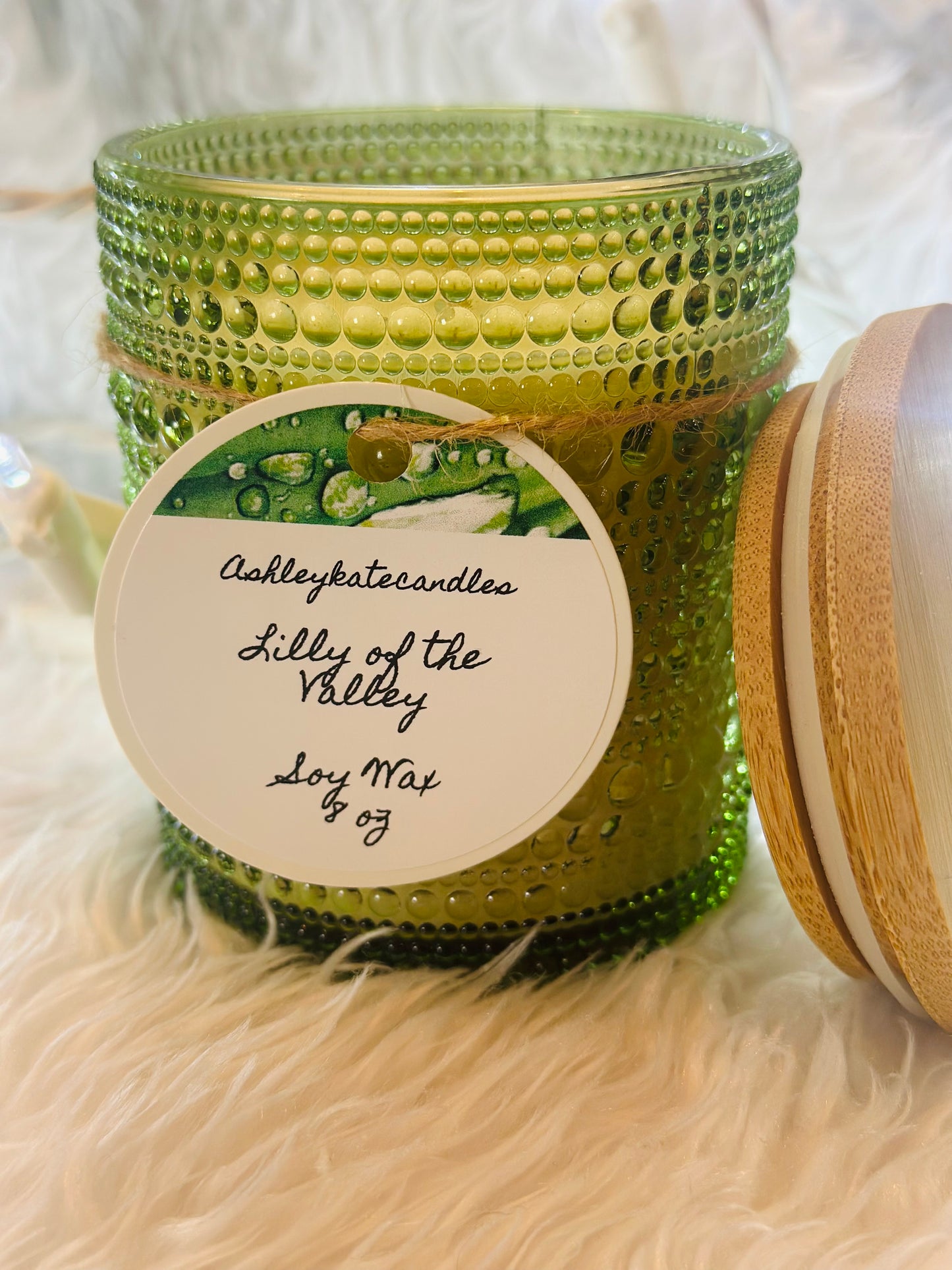 Lily-of-the-valley soy wax candle, 8 ounces