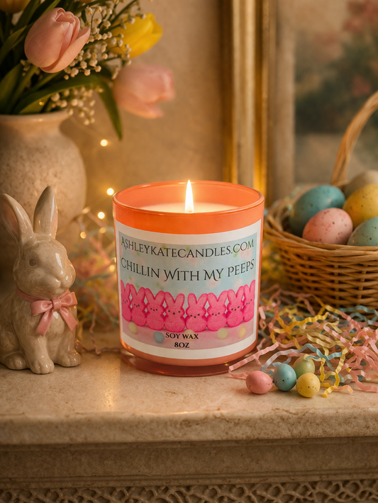 Easter Peep Lilac Scented Soy Wax Candle, 8 ounces