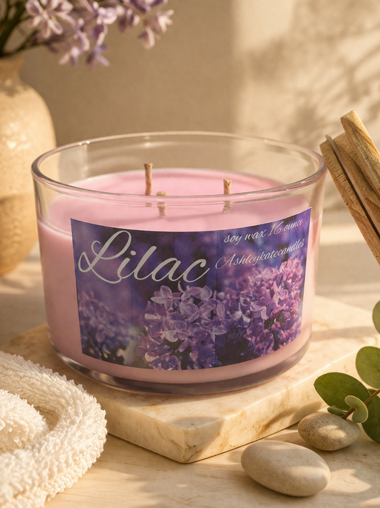 Lilac soy wax candle, 16 ounces, triple wicked