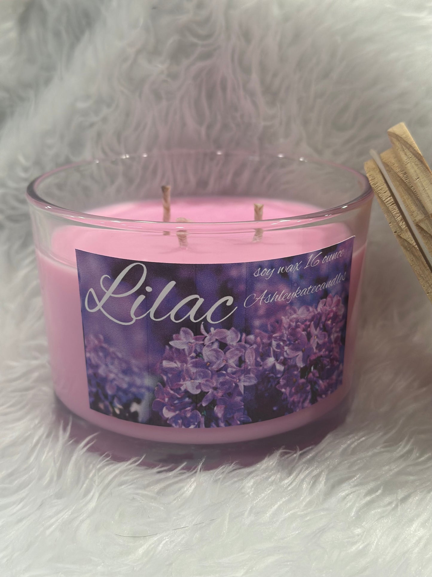 Lilac soy wax candle, 16 ounces, triple wicked