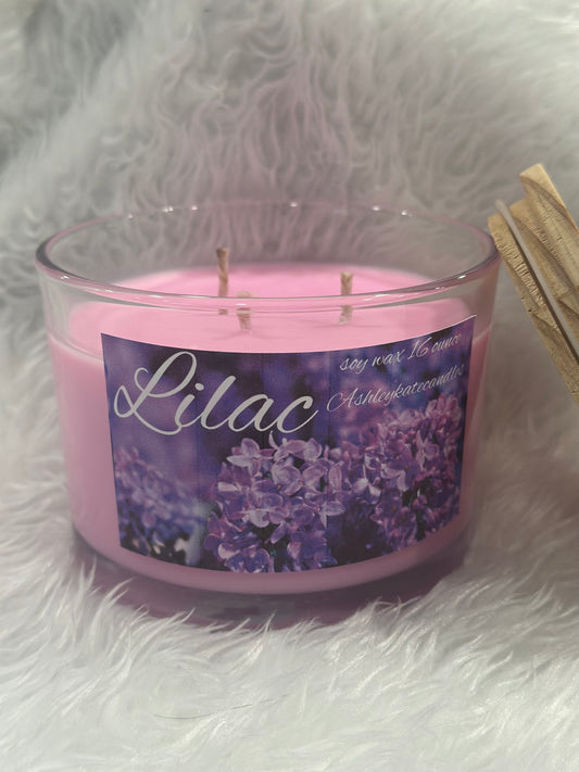 Lilac soy wax candle, 16 ounces, triple wicked
