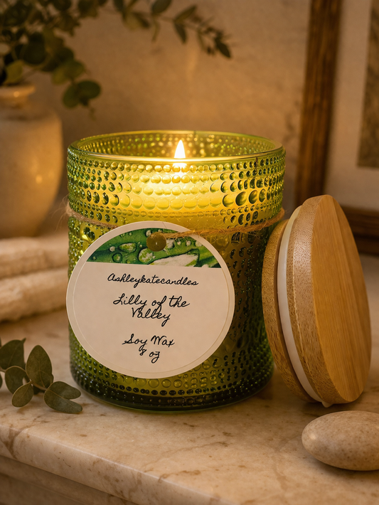 Lily-of-the-valley soy wax candle, 8 ounces